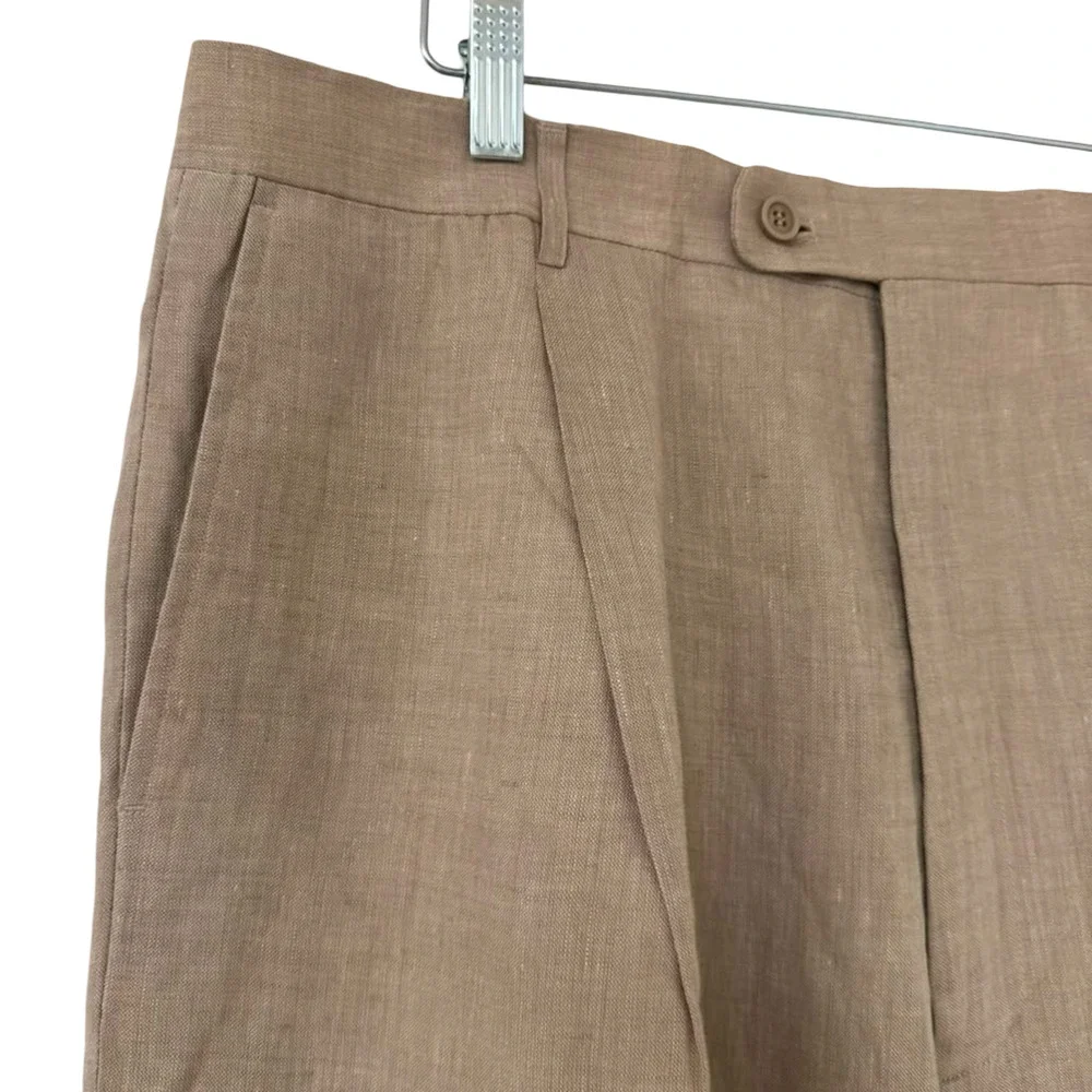 Inserch 100% Linen Mens Taupe Beige Pleated Dress Resort Pants NWT sz 38 x 35